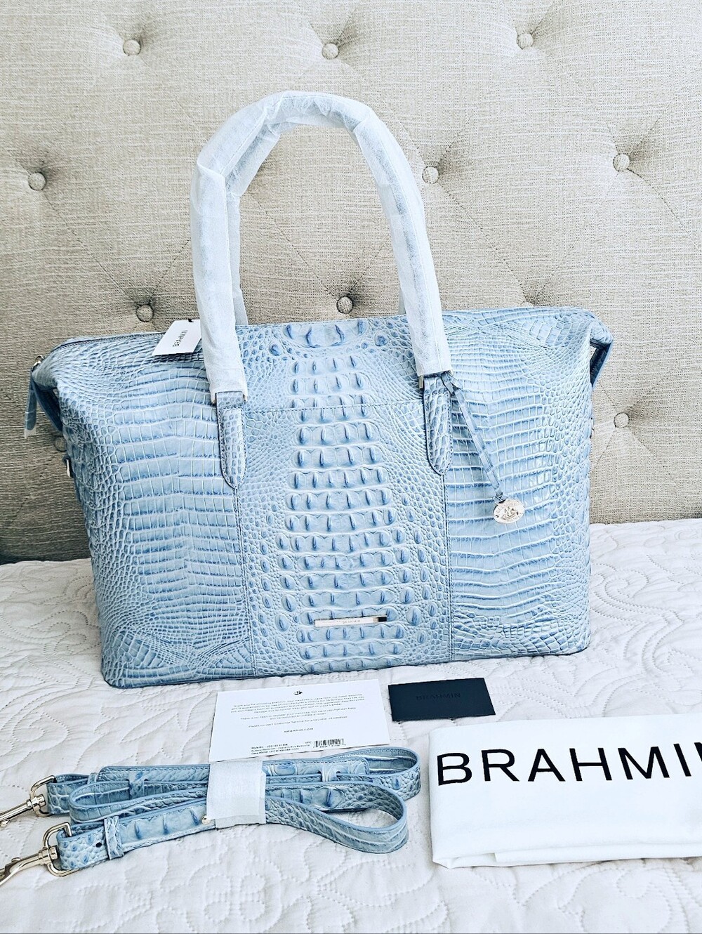NWT Brahmin HEAVENLY BLUE Duxbury Weekender